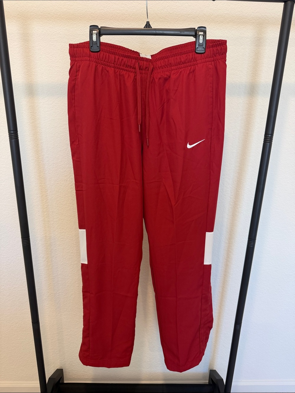 Nike Red Women's Track Pants with White Panels